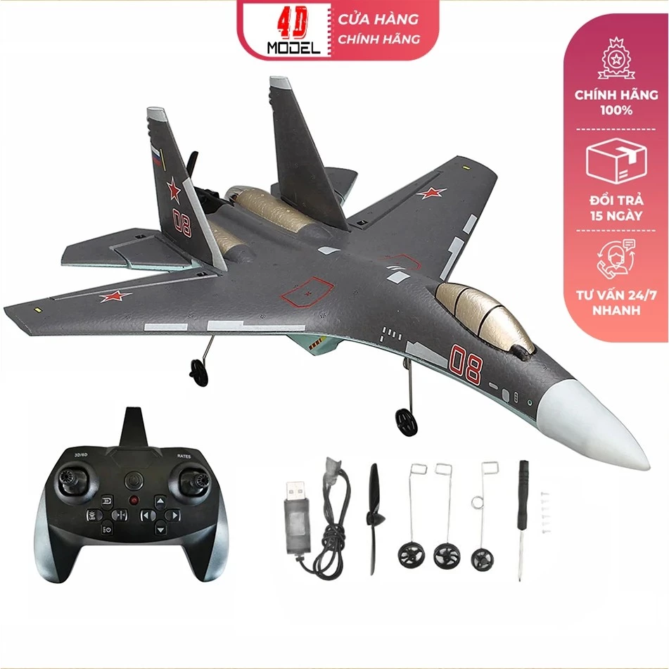 Máy Bay Điều Khiển 4 kênh Su35 (QF-009). Động cơ không chổi than. Có sẵn mạch cân bằng rất dễ chơi