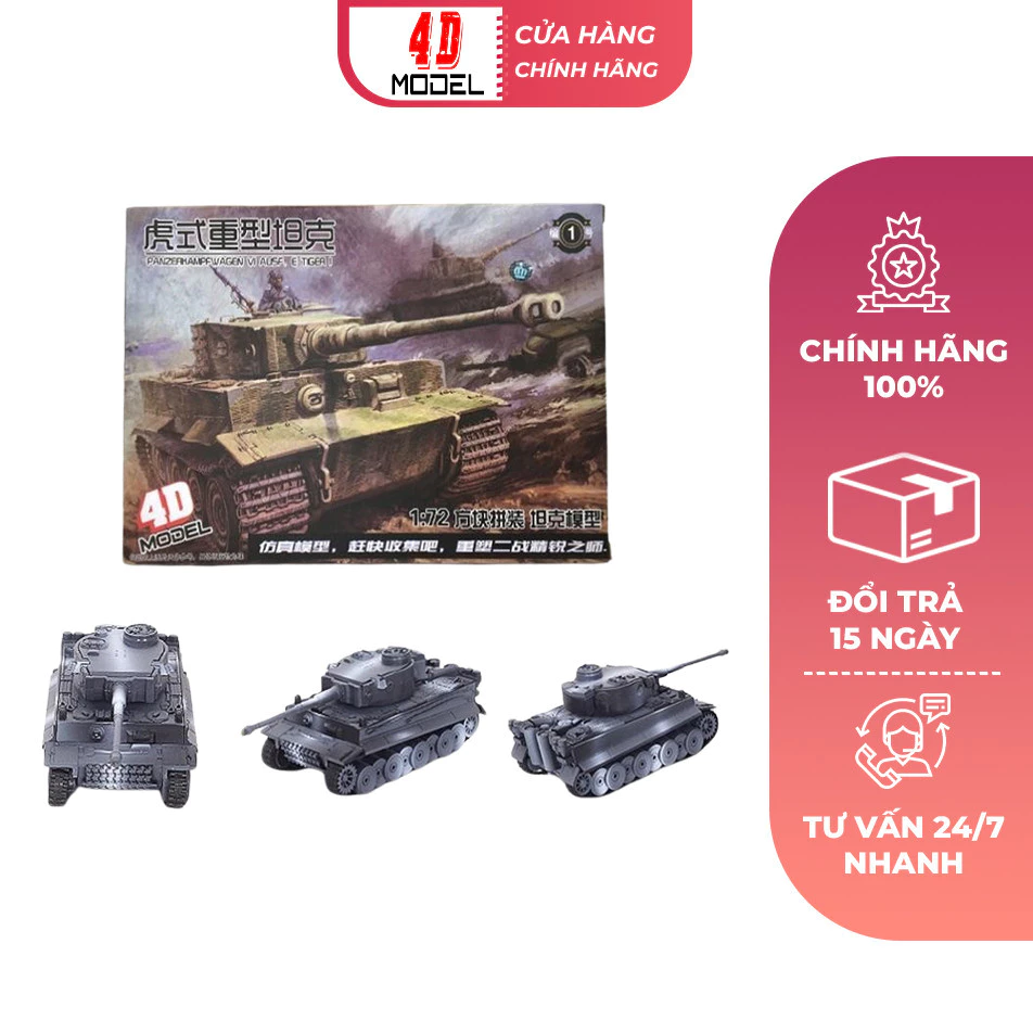 Mô hình Xe Tăng Quân Sự Tiger I Tỉ Lệ 1:72 - 4DMODEL